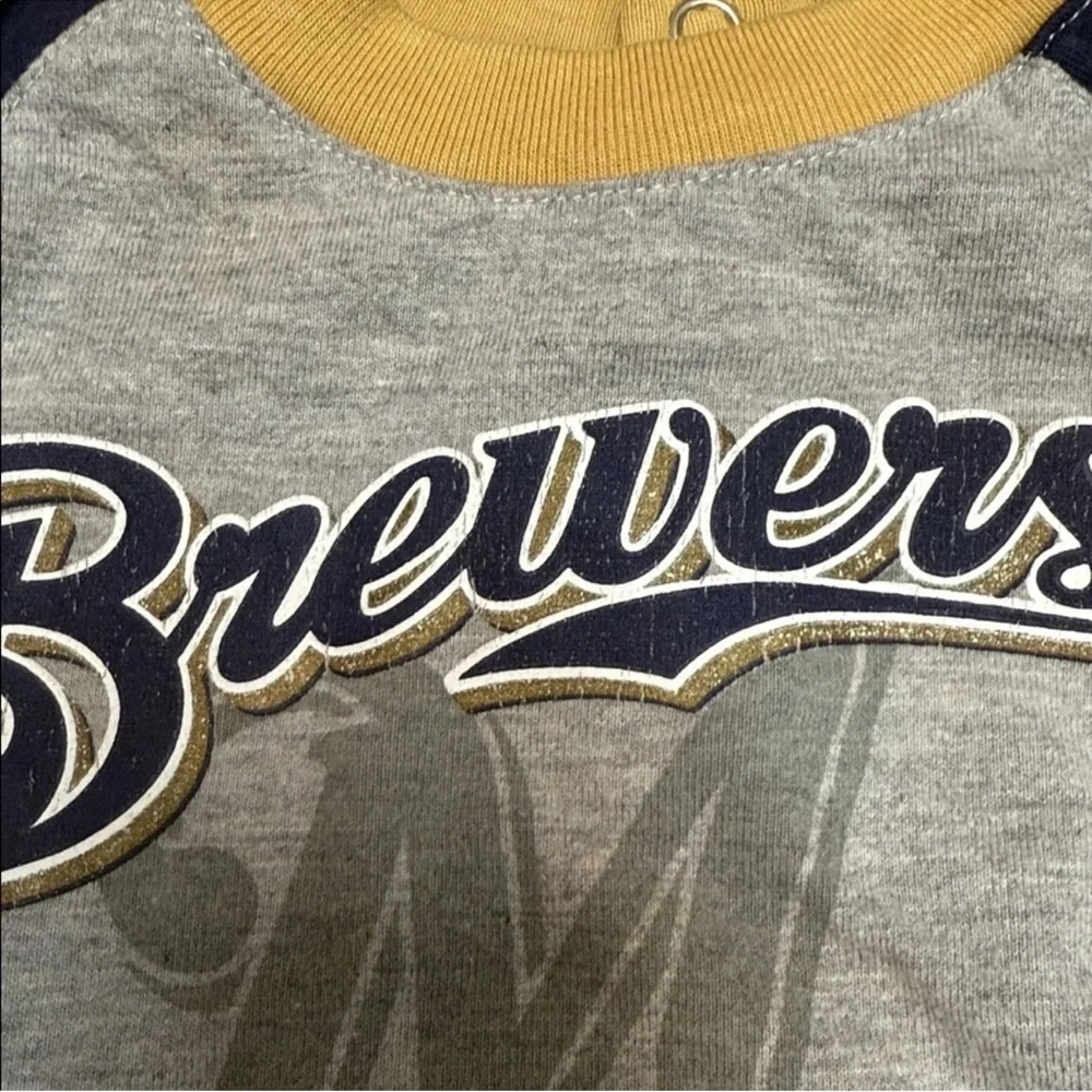 Milwaukee Brewers Baby Onesie Bodysuit Majestic Gray Navy Size 0–3M
